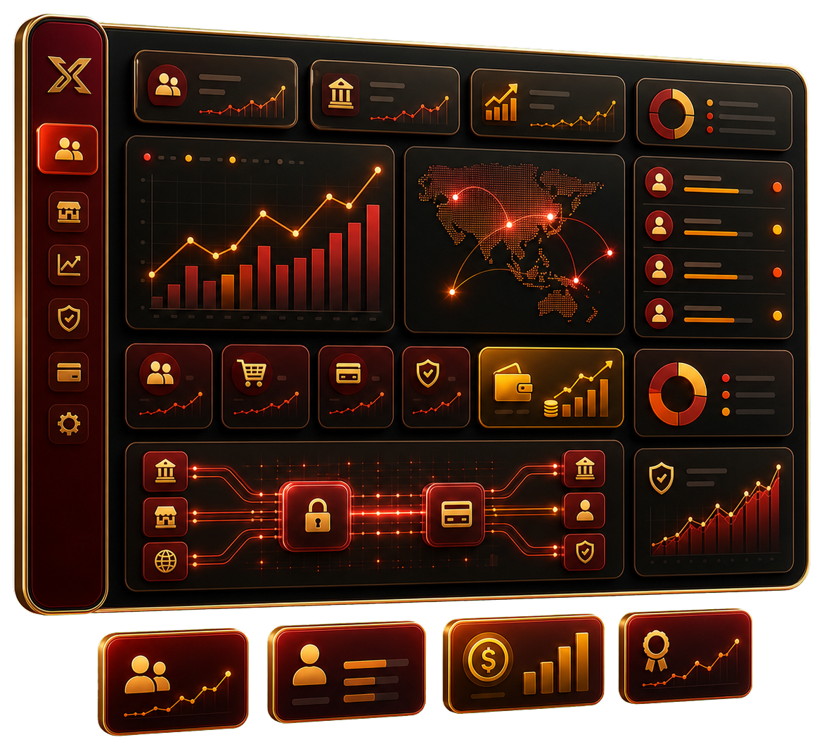 Transparent illustration of a partner dashboard for affiliate payment monitoring
